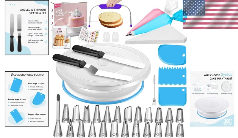 Professional 65-Piece Cake Decorating Supplies with Turntable & Accessories gallery