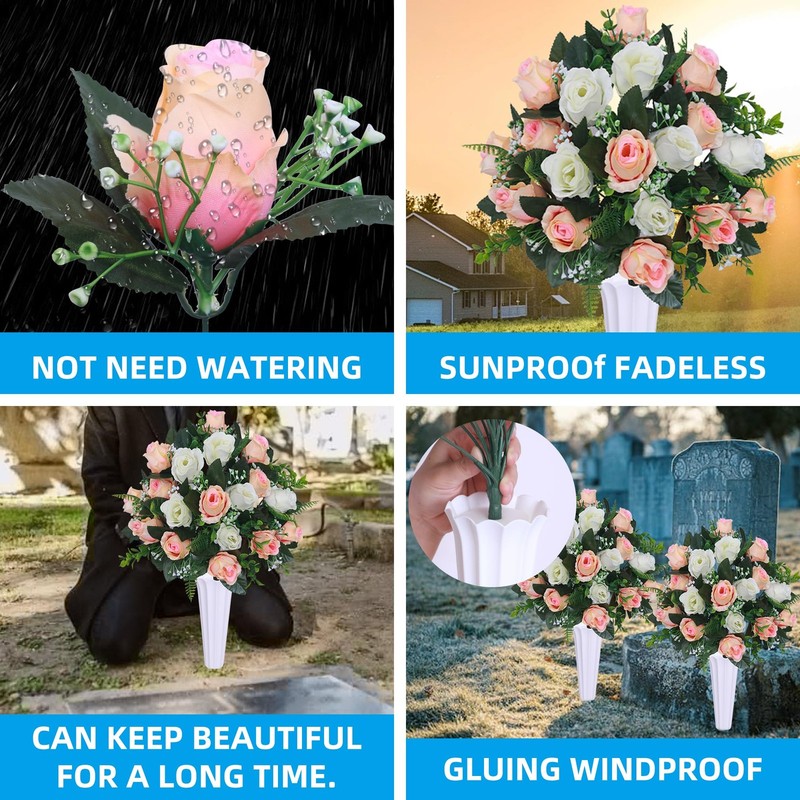 Hibsotco Set Of 2 Artificial Cemetery Flowers Vasegrave Memorial gallery