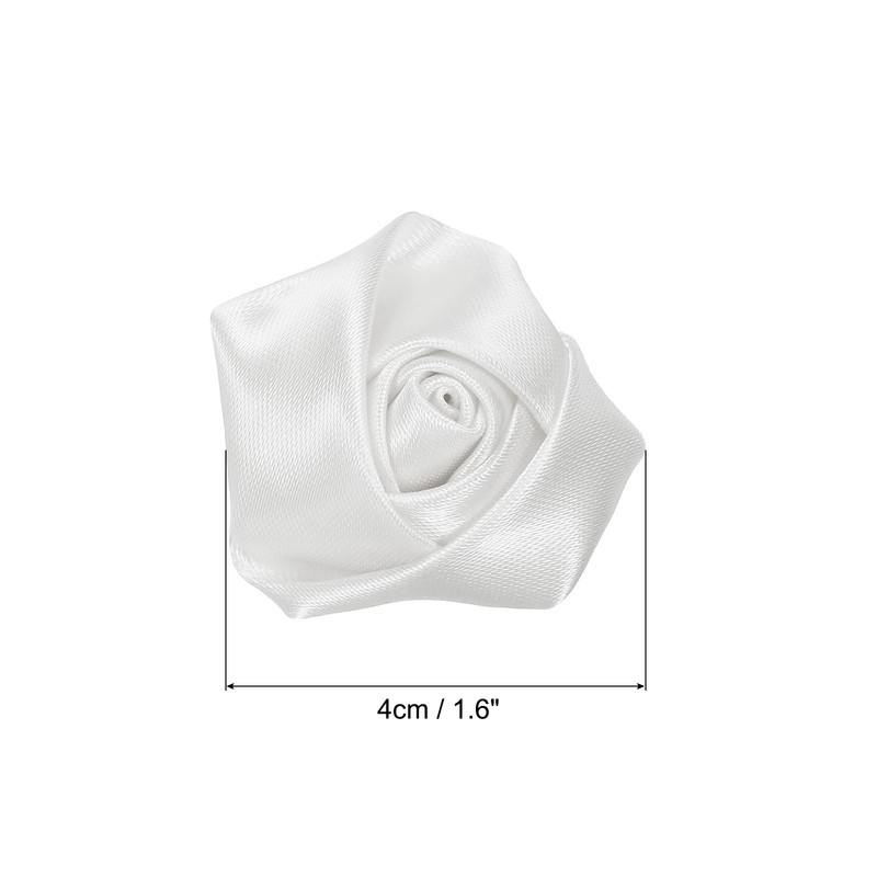 20Pcs Artificial Flowers Roses Heads Satin Rose Fabric Flowers White gallery