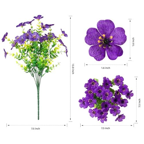 Artificial Flowers for Outdoor Indoor Garden Home Decoration, Faux Purple 2 gallery