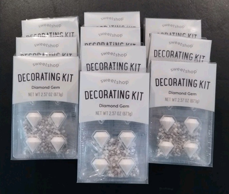 Sweet Shop Decorating Kit Lot of 10, Diamond Gem Cupcake Cake Toppers NEW SEALED