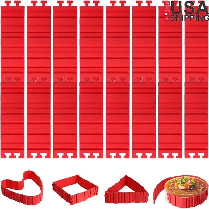 Silicone Baking Strips 16 Pack Heat Resistant Cake Molds Flexible Magic Shapes