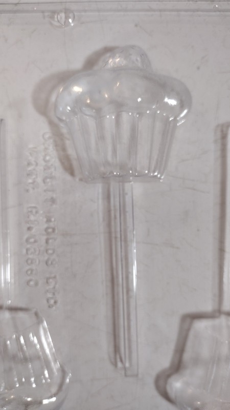 Cupcake w/ Strawberry Dessert on Top Lollipop Chocolate Candy Mold, (3 pc) gallery