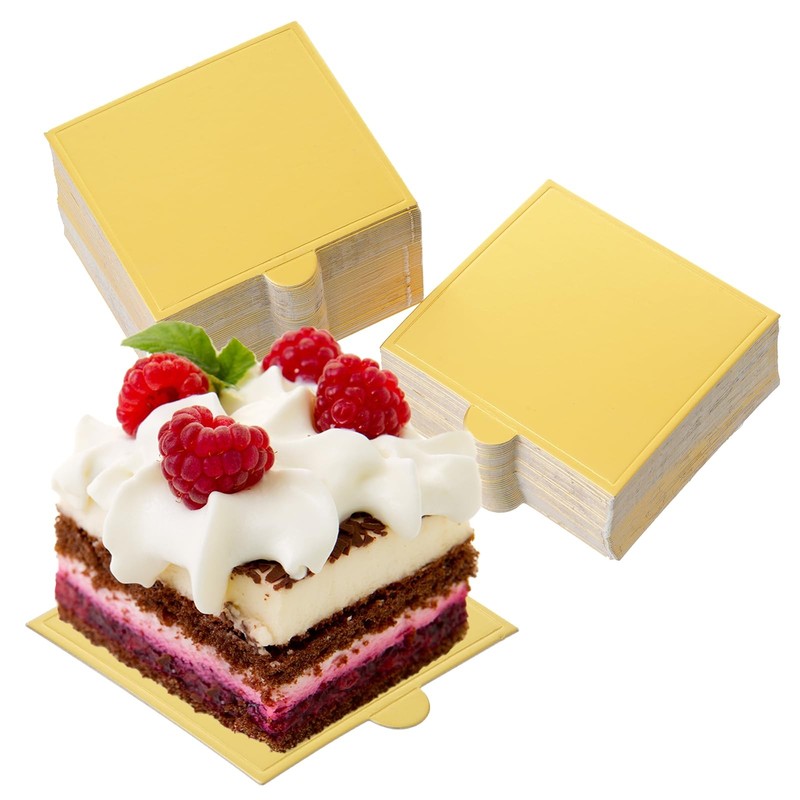 100pcs Mini Cake Boards Gold Cake Base Paper Cupcake Dessert Displays Trays f…