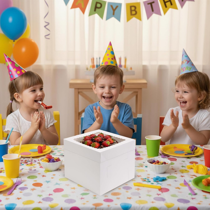 30 Pack Cake Boxes 10 Inch, 10X10X8 Inches White Cake Carrier Bakery Containers, gallery