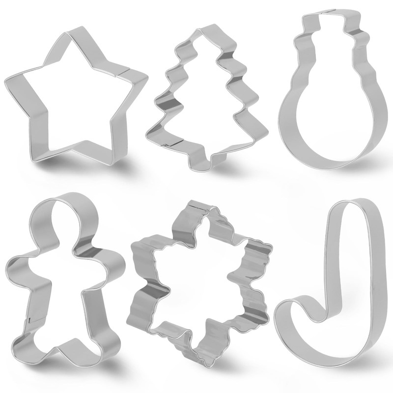 6 Pcs Metal christmas shapes Cookie Cutter Set,GingerbreadMan,Christmas Tree,…