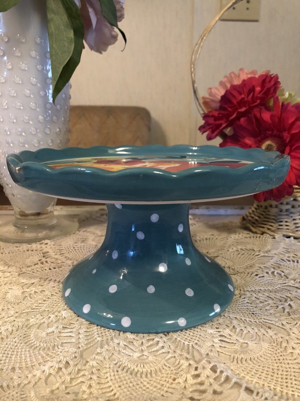 The Pioneer Woman Cupcake Stand 8” Plus Spoon Rest Flea Market Floral Colorful gallery