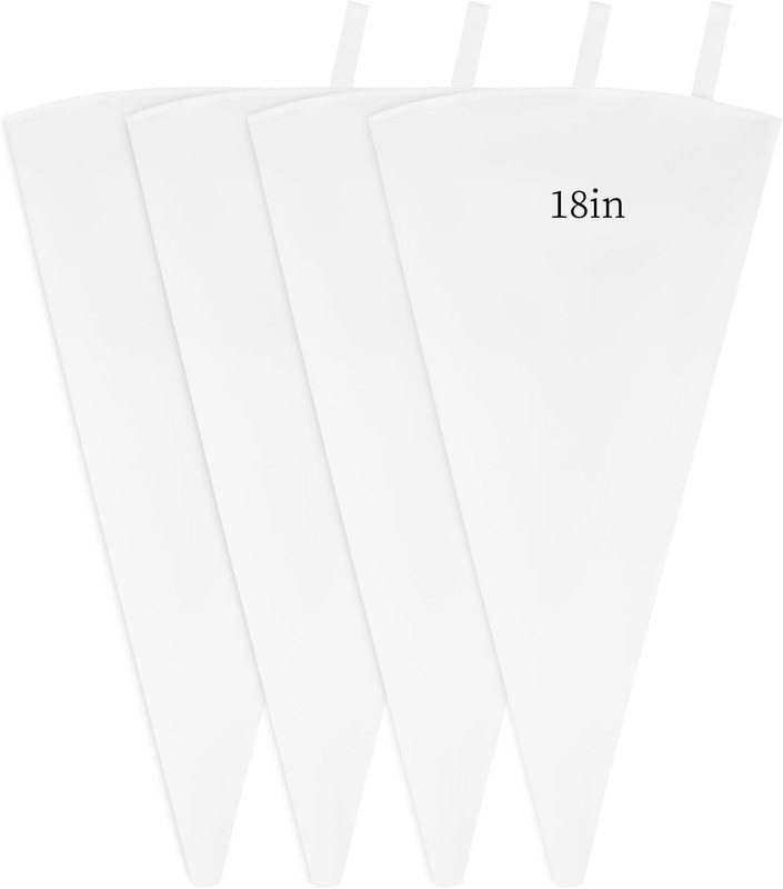 4 Pack 18 Inch Reusable Piping Bags, Cotton Cloth Pastry Bags with Plastic