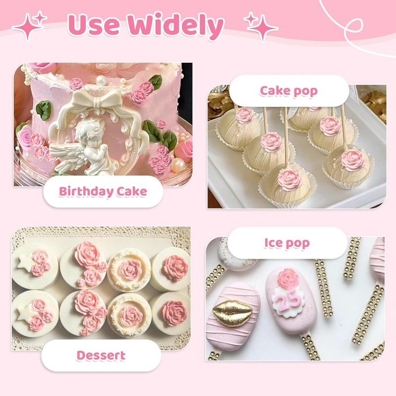 Elegant Rose Silicone Fondant Mold - Perfect for Cake & Chocolate Designs gallery