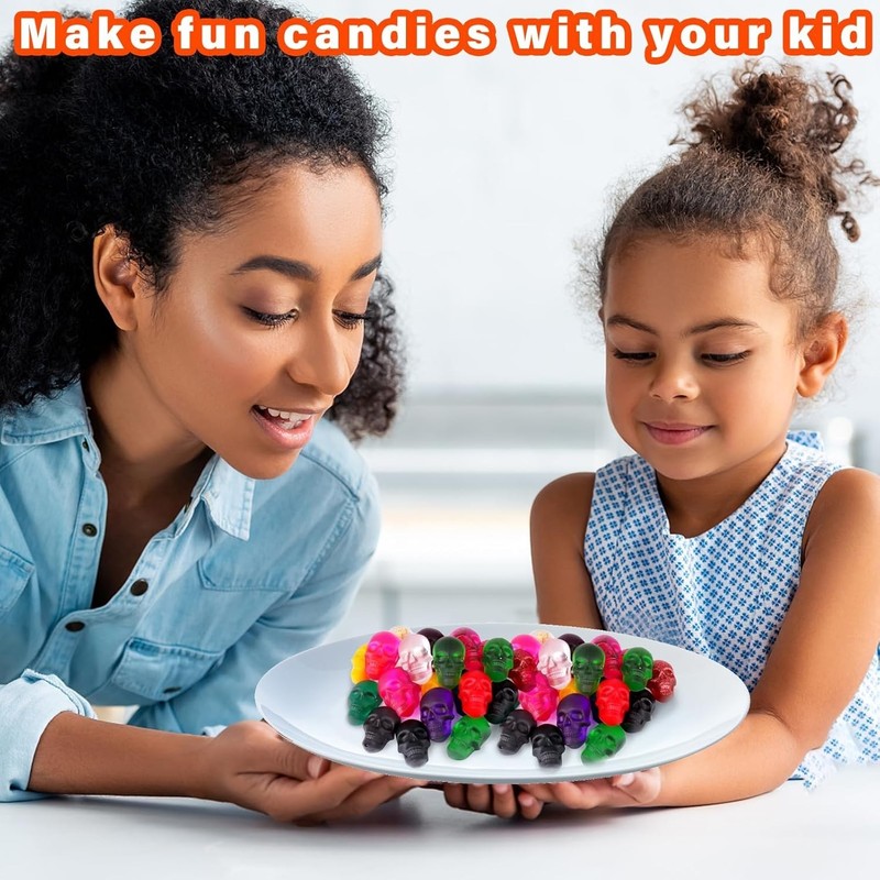 Versatile Non-Stick Skull Silicone Candy Molds - 40 Cavity Pack with Dropper gallery