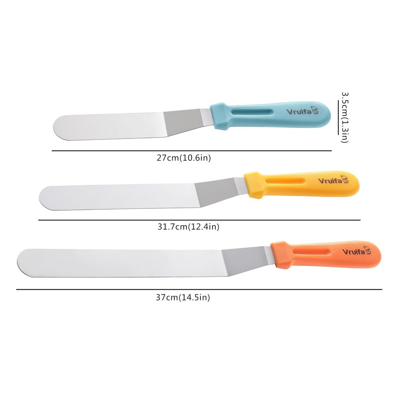 VRUIFA 3PCS Offset Spatulas, Icing Spatula for Cake Decorating and Frosting, wit gallery