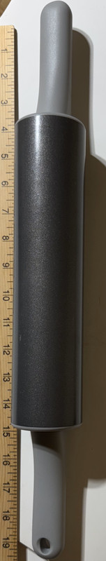KitchenAid 10 inch rolling pin carbon steel and gray plastic handles