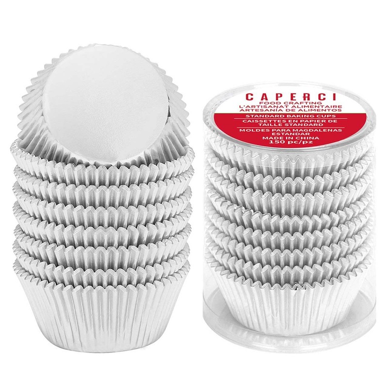 Silver Foil Cupcake Muffin Liners 150-Pack Standard Size Greaseproof Sturdy