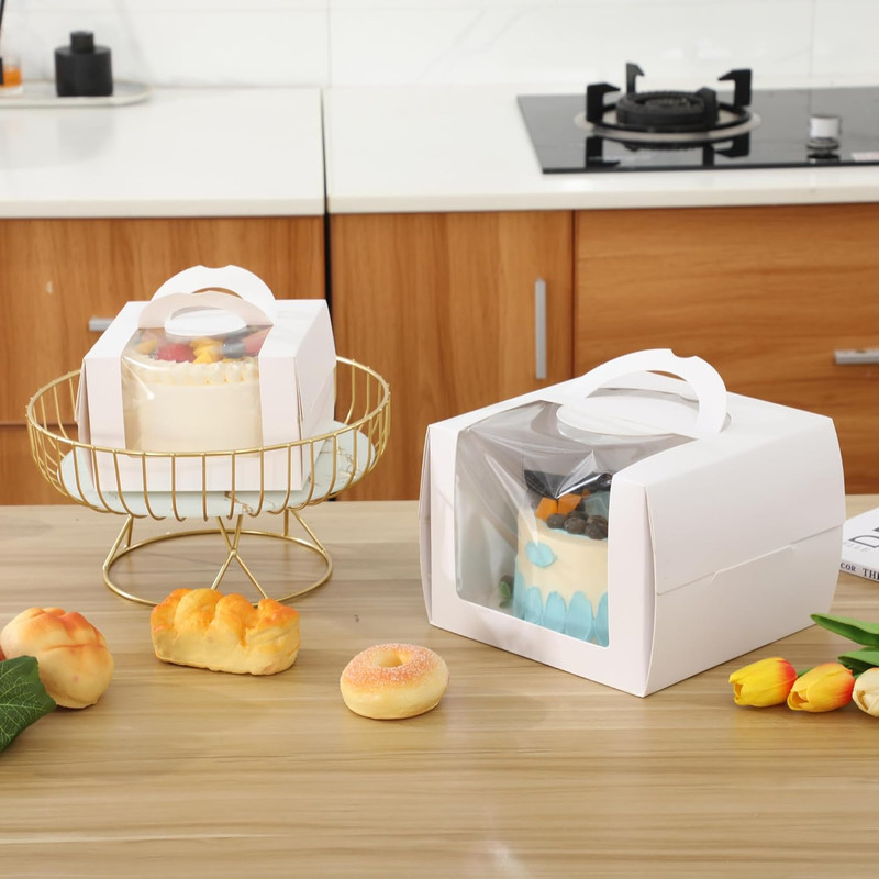 20Pcs 6.5X6.5X6" Cake Boxes with Handle and Window Boards, 20 Boxes & 20 Boards gallery