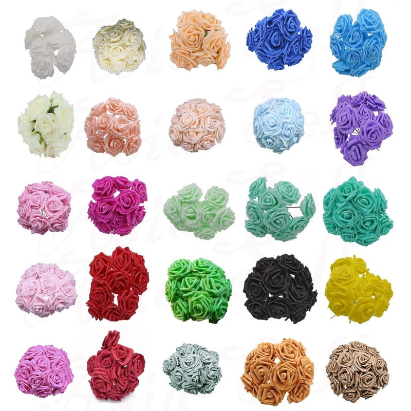 10,40,100pcs 8cm Artificial Flowers Foam Rose Fake Bride Bouquet Wedding
