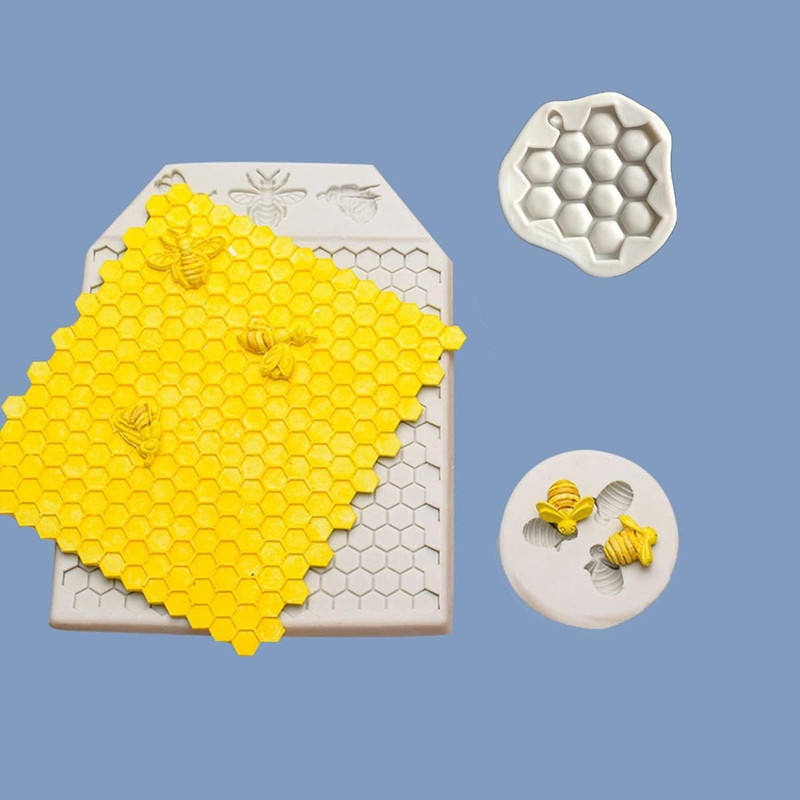 3 Pcs Silicone Bumble Bee Honeycomb Molds, Chocolate Cake Baking Mold Sugar F... gallery