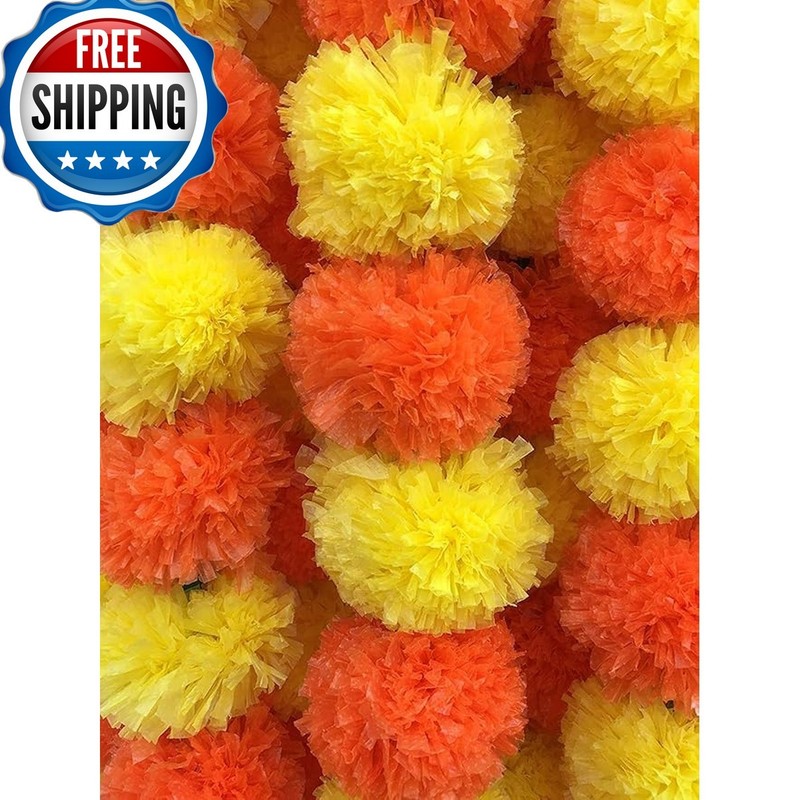 Decoration Craft 15Pc Marigold Garlands 4.5Ft Artificial Marigold Flower