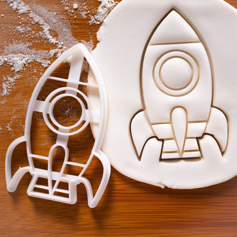 Set of 3 Space Cookie Cutters - Rocket, Astronaut/ Spaceman, Earth planet galaxy gallery