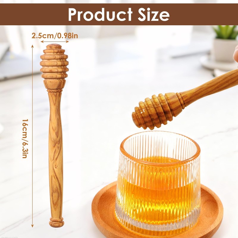 Olive Wooden Honey Dipper Stick, 6.3 Inch Wooden Honey Spoon Stick for Jars, ... gallery