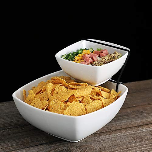 Chip and Dip Serving Set, 2 Tier Chip and Dip Bowls with Stand, Tiered gallery