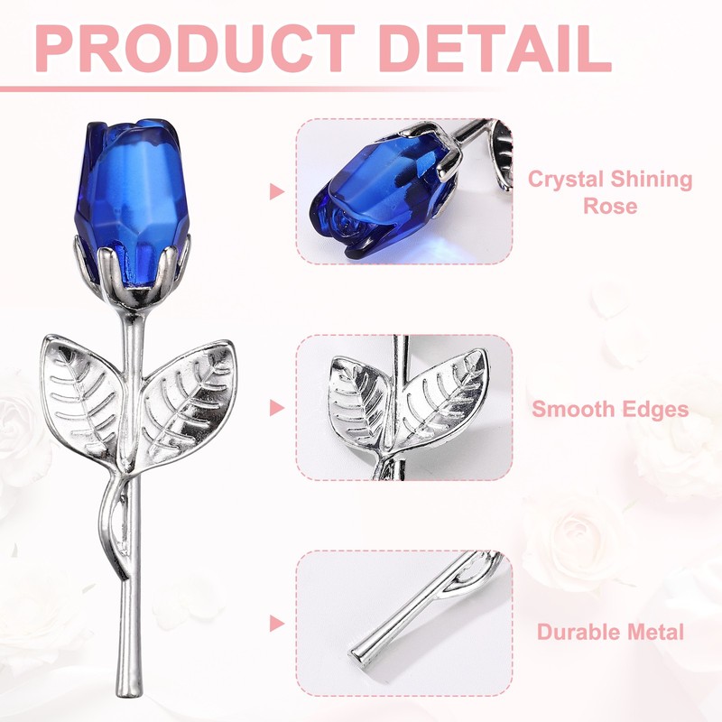 2 Pcs Mini Crystal Rose with Box, Romantic Crystal Rose, Blue&Silver gallery