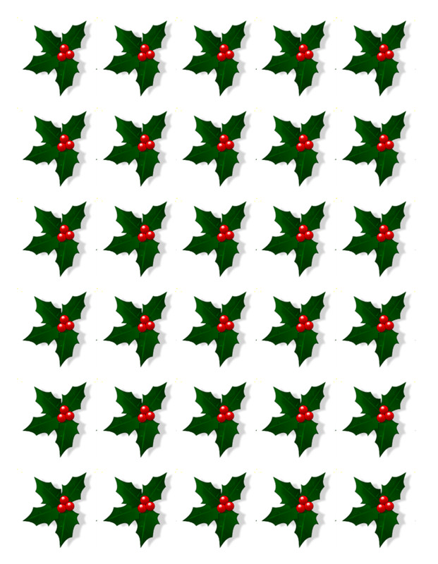 30x Christmas Holly And Berry's Cupcake Toppers Edible Wafer Paper Fairy Cakes