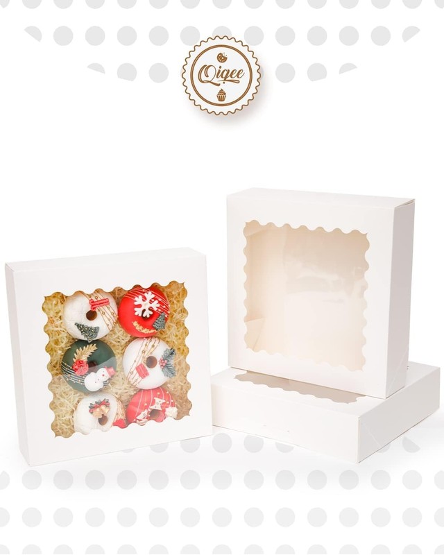 20 PCS White Pie Boxes With Window 10x10x2.5 Inch AutoPop Up Bakery Box gallery