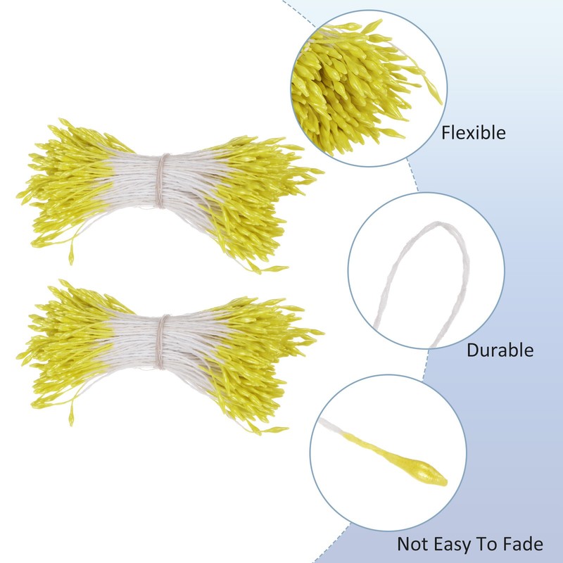 1080 Pack Double Heads Flower Stamen-1mm Flower Pistil for DIY(Yellow) gallery