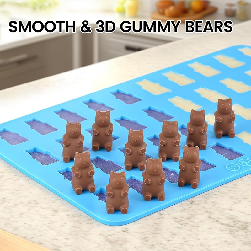 Versatile Mini Bear Candy Molds - Nonstick Silicone with Droppers Included gallery