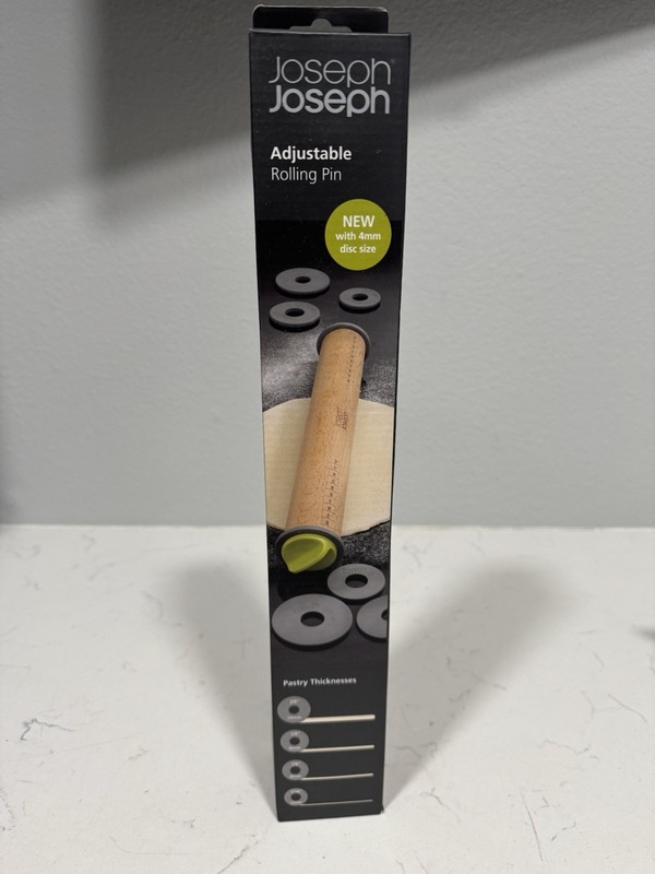 Joseph Adjustable Rolling Pin Removable Rings 16.5" Multicolor - New in Box gallery