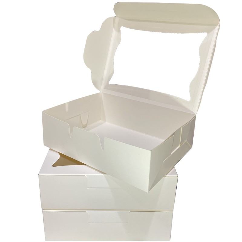 White Paper Bakery Boxes – 50-Pack Pastry Boxes with Window for Cookies, Choc…