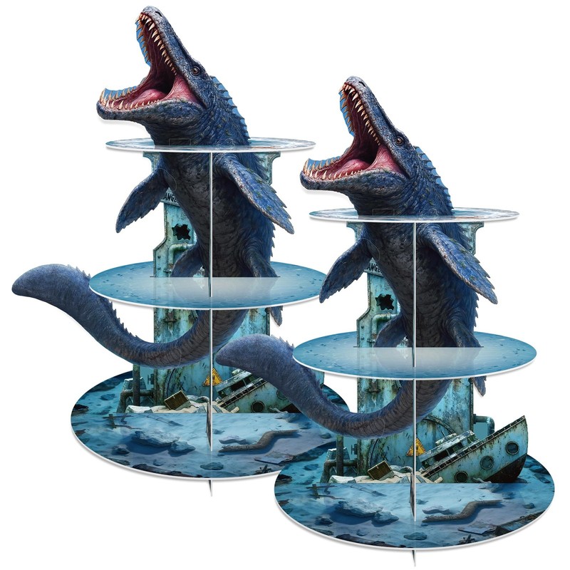 Mosasaurus Dinosaur Cupcake Stand, Dinosaur Birthday Decorations Dino Party D…
