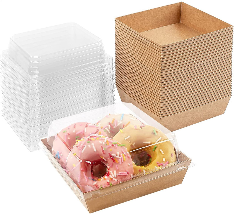Ocmoiy Small Charcuterie Boxes with Clear Lids, To Go Paper Disposable Food Cont