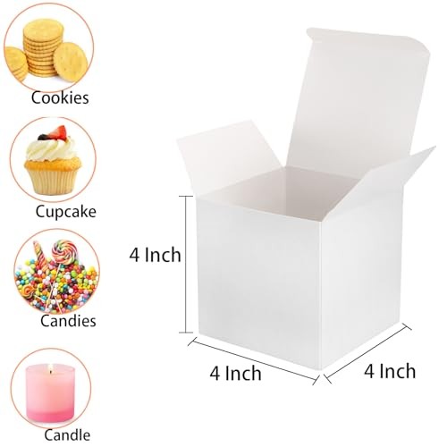 100 Pack White Paper Gift Boxes with Lids, 4 x 4 x 4 Inch Gift Wrapping white gallery