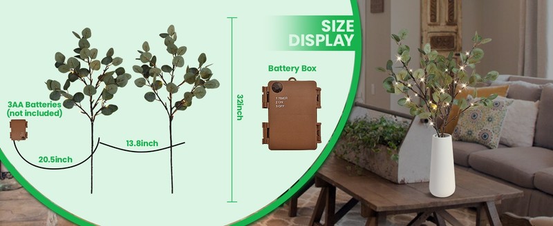 Lighted Olive es for Vases, 32 Inch Olive es with 32 LED gallery