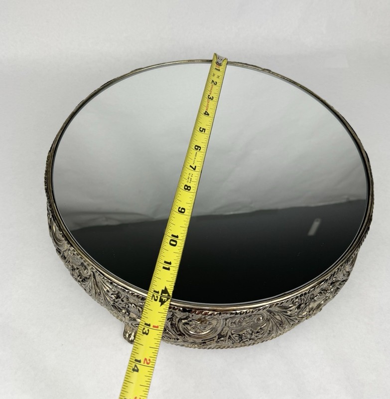 Studio Silversmiths Cake Stand Platter Silver Plated Mirrored Top Wedding 12" gallery