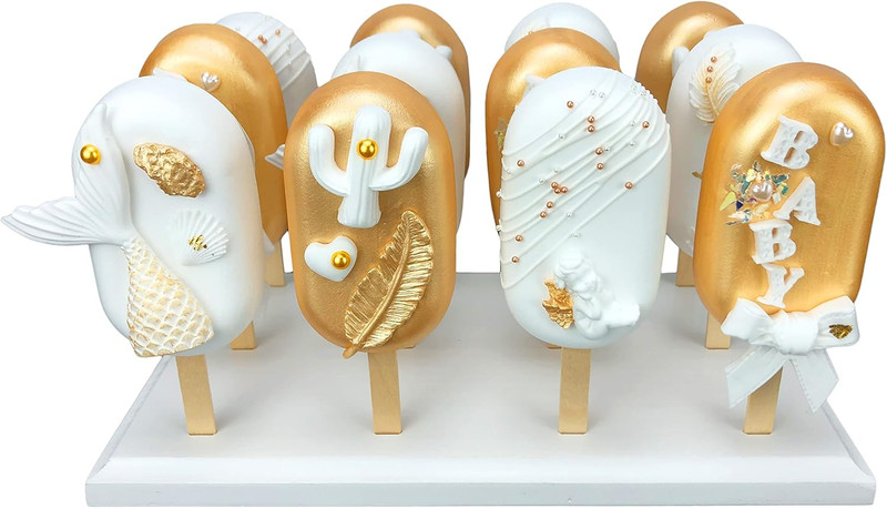 Wood Cakesicle Stand Display – 12 Count Popsicle Sticks Holder for Dessert Table