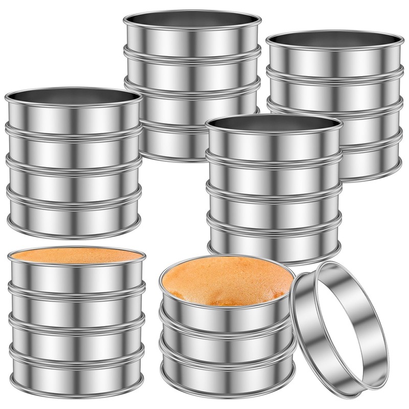 24 Pack 4 Inch Cookie Rings for Baking, Stainless Steel English Muffin Rings …