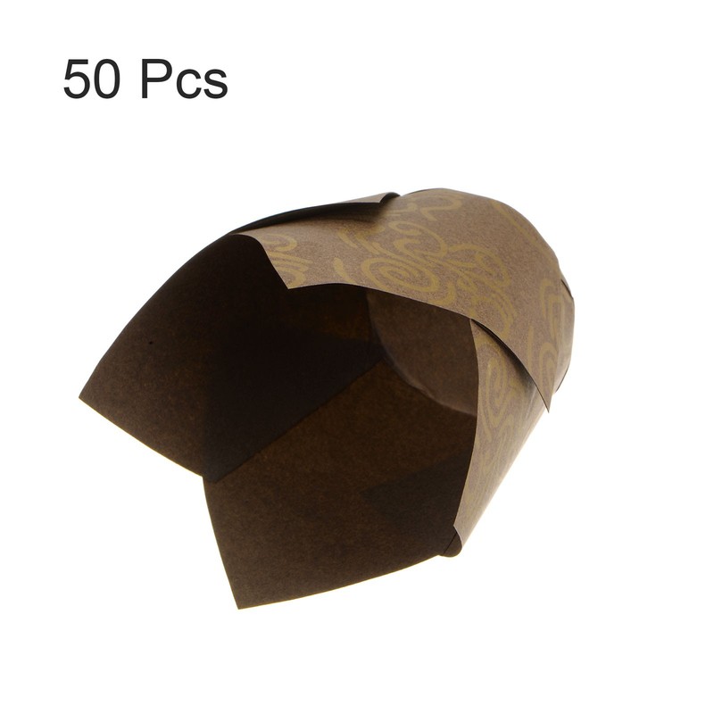 50Pcs Tulip Cupcake Liners Paper Baking Cups Brown with Gold Wire Pattern gallery