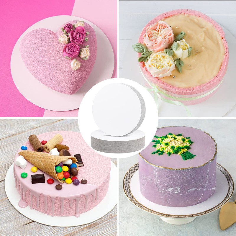 36 Pack 8 Inch Round White Cake Boards FoodGrade Cardboard Rounds Base gallery