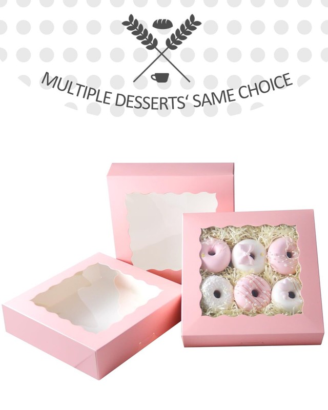 8x8x2.5 Inch Pink Pastry Box With Window Donut Pie Boxes 12pcs Bakery Box Aut... gallery