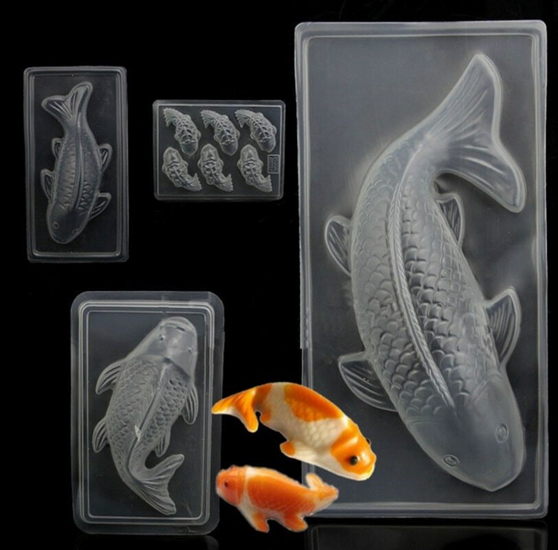 New 3D Koi Fish Plastic Cake Chocolate Mould Jelly Handmade Sugarcraft Mold DIY gallery