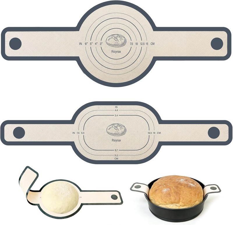 2PCS Silicone Bread Sling for Dutch Oven, Non-Stick Reusable Baking Mat with