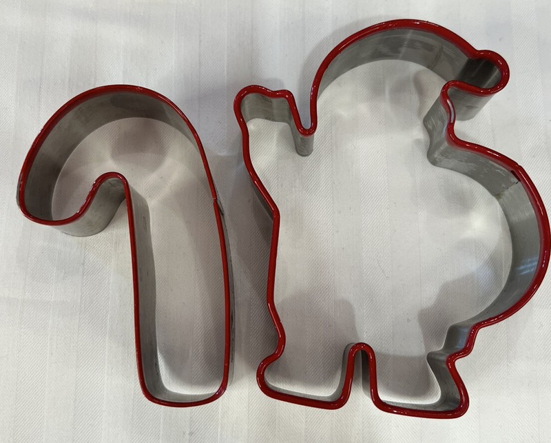 2 Stainless Steel Cookie Cutters Santa/Candy Cane COOKIE CUTTER Threshold