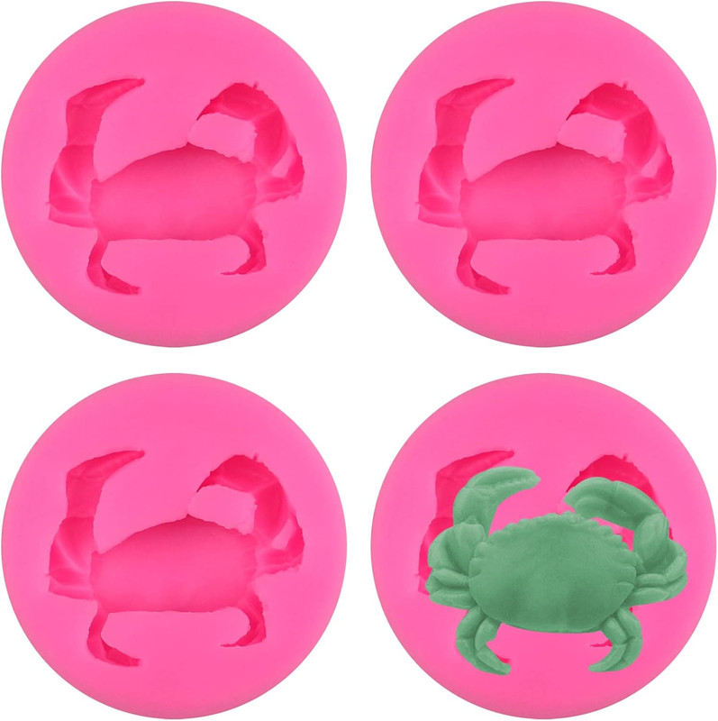 4 Pcs Crab Shape Silicone Molds - Ocean Theme Crabs Fondant & Soap Epoxy Resin S gallery