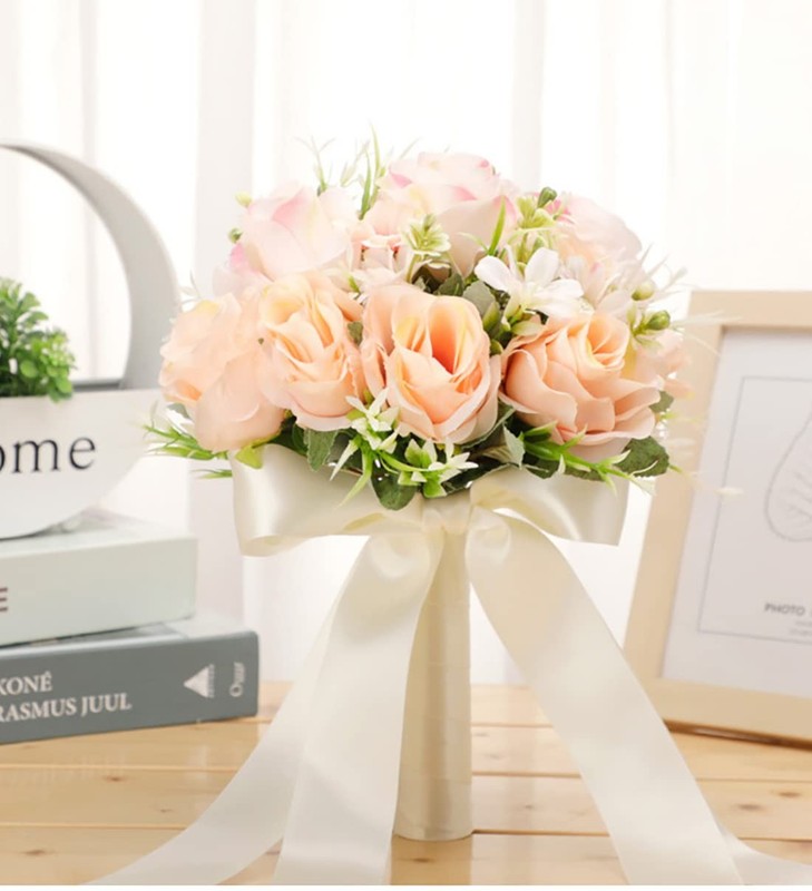 Cyanlux Wedding Bouquets For Bride Bridesmaid Bouquet Champagne White gallery