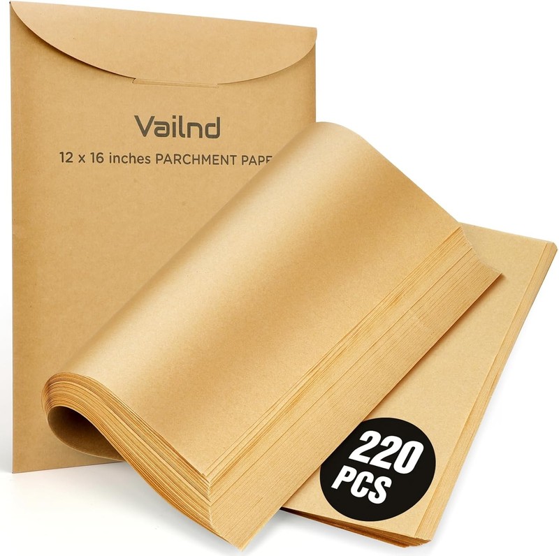 Vailnd 220 Pcs Unbleached Parchment Paper Sheets for Baking, 12” X 16”