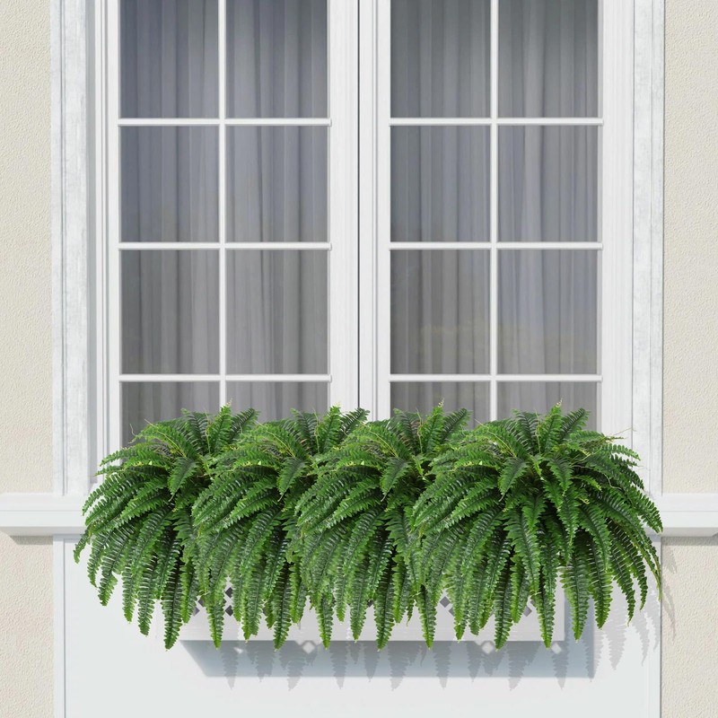 Dkaltm Single Silky Artificial Boston Fern Bush, 43Inch Large Artificial Ferns f gallery
