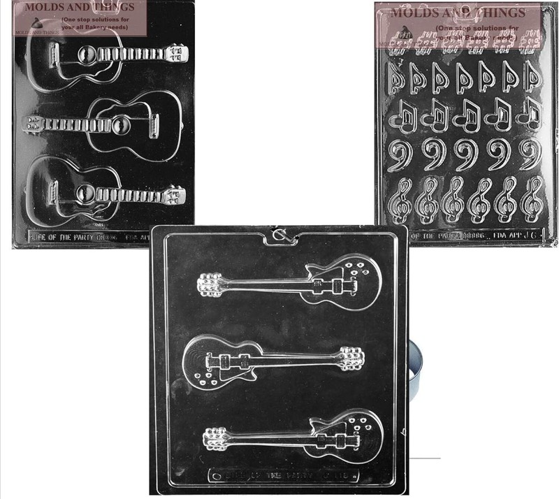 Electric Guitar Chocolate Mold Musical notes Guitar chocolate candy mold