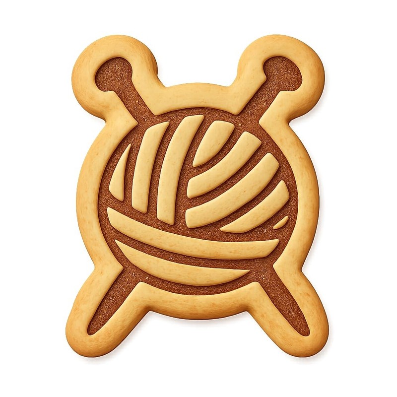 Yarn and Needles Cookie Cutter & Stamp, Fondant & Clay - 4x3.6